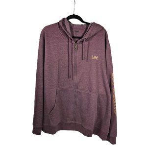 Lee Jeans Burgundy Full Zip Fleece Hooded Jacket Men's Size 2XL NWT